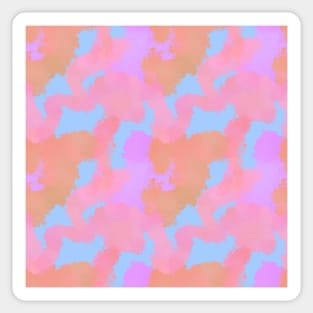 Watercolor pink orange on baby blue background Sticker